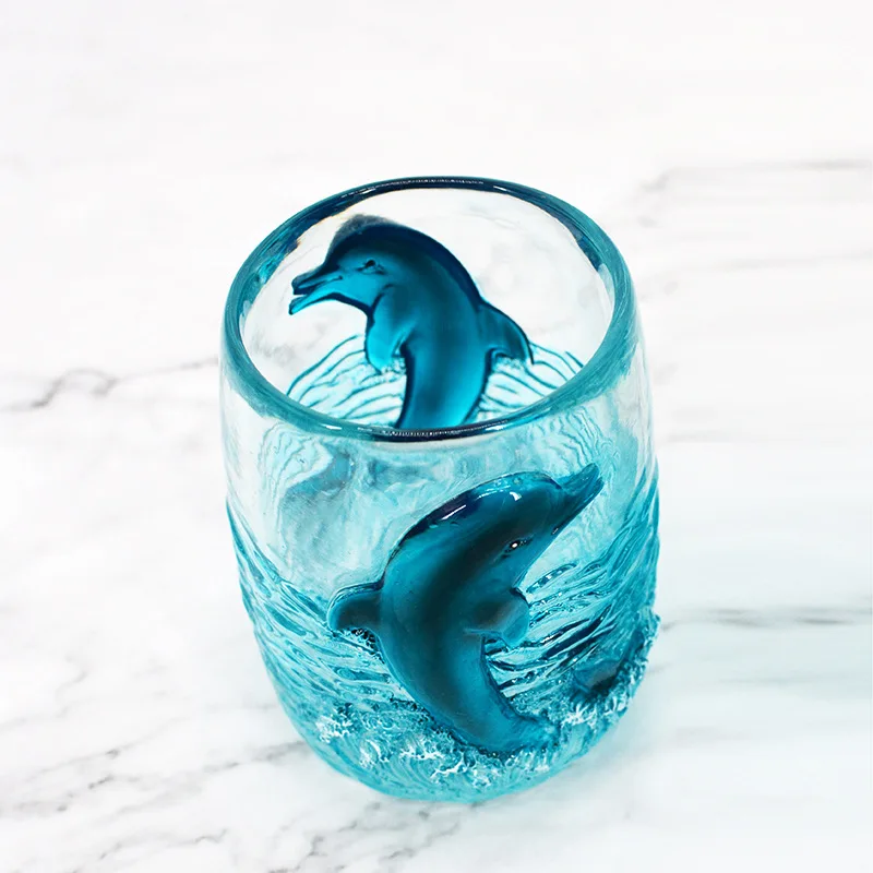 4-piece dolphins love bathroom kit Theme hotel environmentally friendly resin toiletries couple toothbrush holder cup soap dish