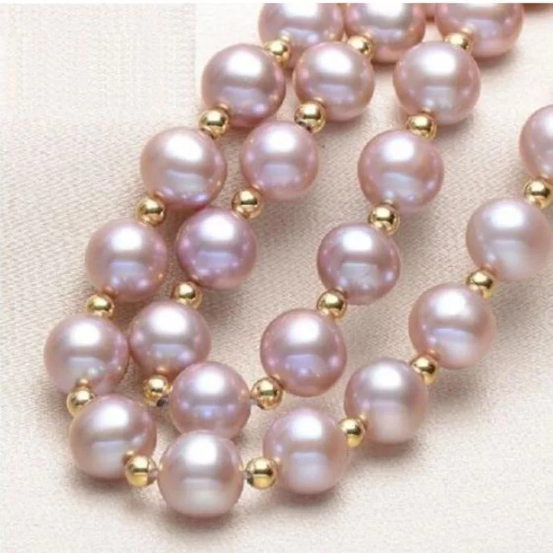 

9-10MM GENUINE NATURAL SOUTH SEA PURPLE PEARL NECKLACE 925silver Gold Clasp jj