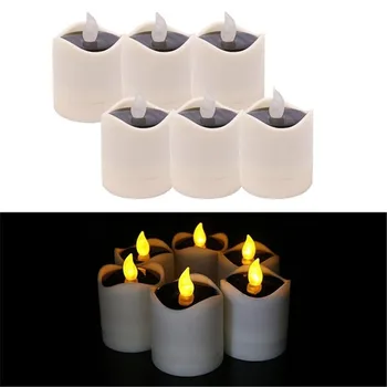 

Solar Candles 6pcs Flameless Tea Lights Solar Powered Flickering for Indoor Decorative Christmas Party Thanksgiving Day