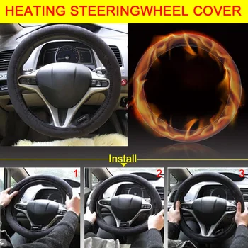 

38cm 12V Car Lighter Plug Heating Electric Steering Wheel Cover Winter Warm LW Universal