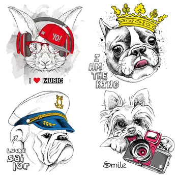 

Hand Painted Animal Clothing Stickers Iron On Patches Diy Heat Transfers Patch For Clothes Boy Girl T-shirt Appliques Decoration