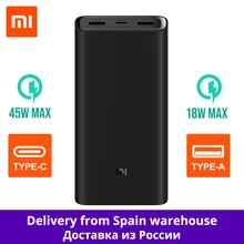 Из России- 20000 мАч Xiaomi Power Bank 3 Mi Power Bank Pro PLM07ZM с тройным выходом USB USB-C 45 Вт Двусторонняя Быстрая зарядка
