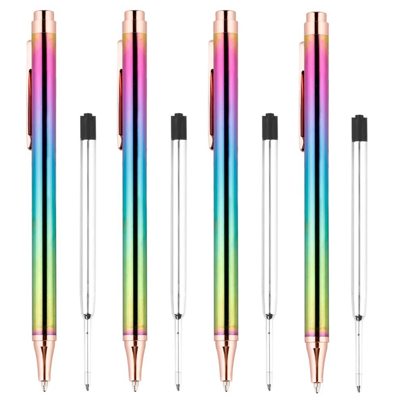 Retractable Ballpoint Pens Luxury Rainbow Click Metal Pen Black Ink 1.0 mm for Desk Office Accessories |