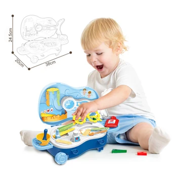 

Children Portable Medical Kit Role Play Pretend Play Doctor Toy Set Classic Toys Violin Shape Luggage Case Toys