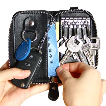 

Genuine Leather Key Wallet Men & Women Car Key Bag Multi Function Key Case Fashion Ladies Housekeeper Key Holders