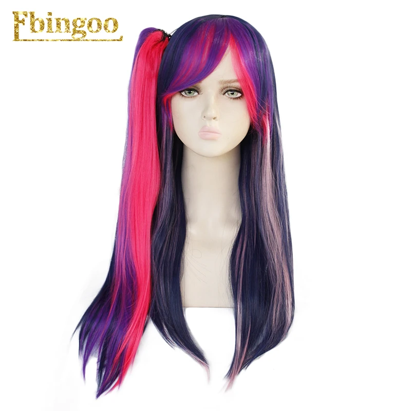 Ebingoo My Little Pony, хвостик, стильный, боковая часть, фиолетовый, розовый, синтетический парик для косплея, с зажимом, хвост для Хэллоуина, вечерние костюмы