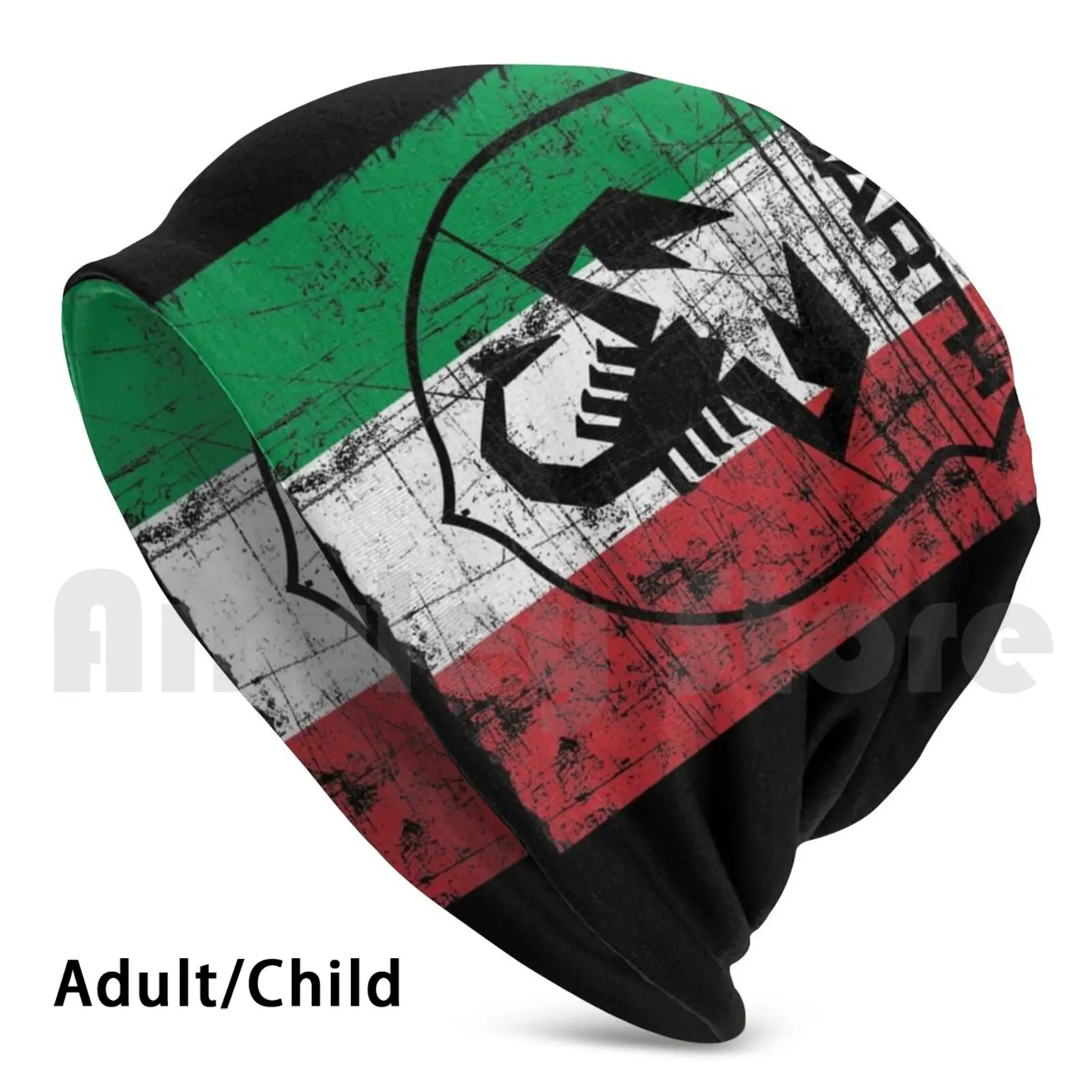 Abarth Shield On Italy Flag Berretti Cappello Lavorato A Maglia Hip Hop Abarth Scorpion Flag Italia Tricolore Rosso Nero Auto
