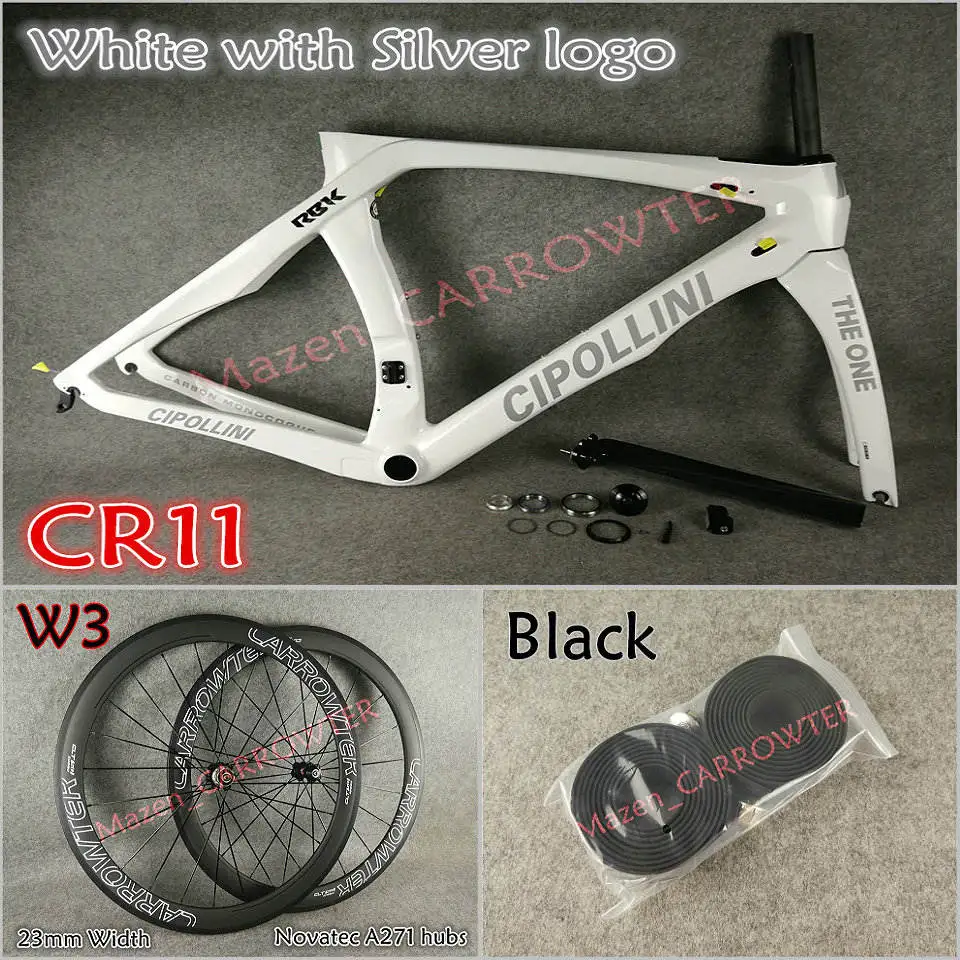 Package 1 Серебряный логотип Белый 3 к MCipollini RB1K THE ONE карбоновые рамы руль седло бутылки клетки 50 мм карбоновый комплект колес Novatec A271 ступицы - Цвет: Package 1
