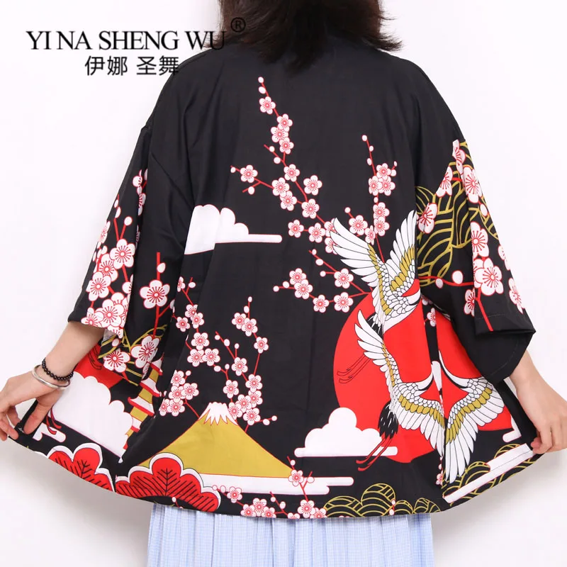 Kimono Women Asia Japanese Kimono Cardigan Cosplay Blouse Neutral Man Japanese Yukata Female Summer Beach Casual Coat