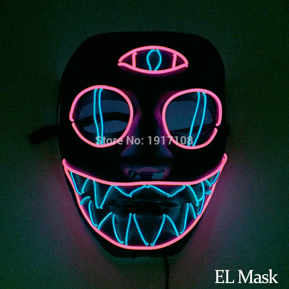 mask 30 Лидер продаж EL Wire светящаяся маска Nenon светильник костюм маска светодиодный Вечерние Маски для страшной тематики косплей маска украшение - Цвет: mask 30