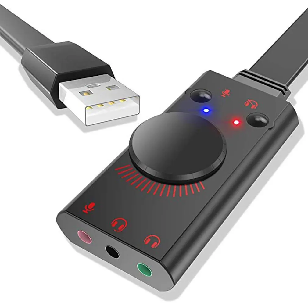 USB Sound Card Adapter External Audio Adapter Stereo Sound Card Converter 3.5mm AUX Microphone Jack For Gaming Headset