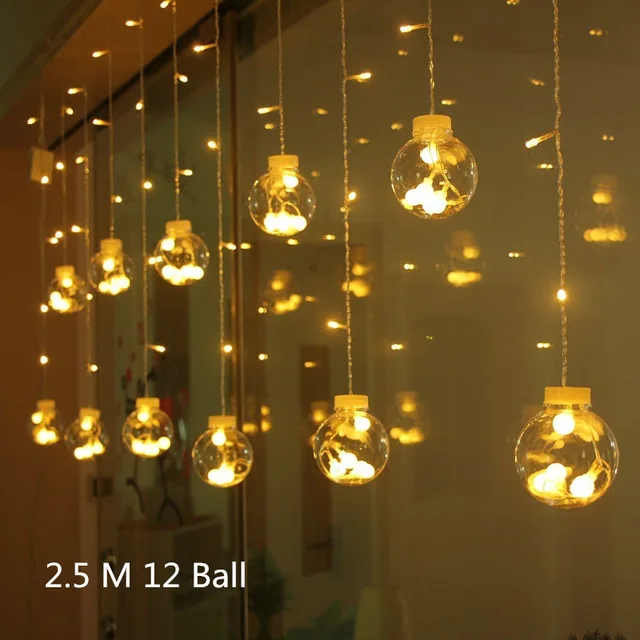 12 ball warm Новогодний светодиодный светильник, декоративные гирлянды Adornos De Navidad, рождественские украшения для дома, Новогодняя лампа - Цвет: 12 ball warm