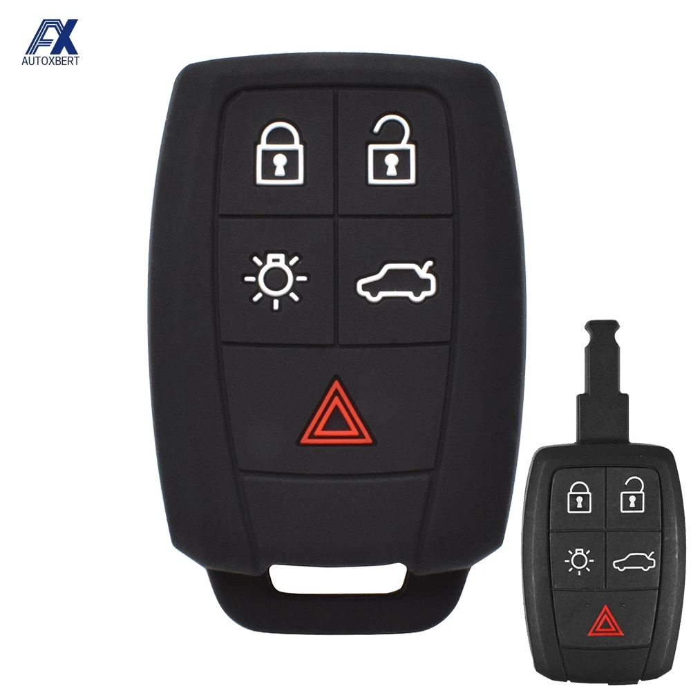 

For Volvo XC90 C70 S60 D5 V50 S40 C30 Silicone Remote Key Case Fob Shell Cover Skin Holder 5 Button