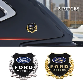 

2PCS Car Badge Stickers Side Window Emblem 3D Metal Alloy Decals For Ford Fiesta EcoSport Escort focus 1 2 3 mk2 mk3 mk4 mk5 mk7