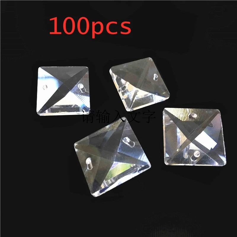 14mm-30mm Crystal Square Beads In 2 Holes 100pcs For Home Decoration Accessories Crystal Curtain Beads,Crystal Chandelier Bead
