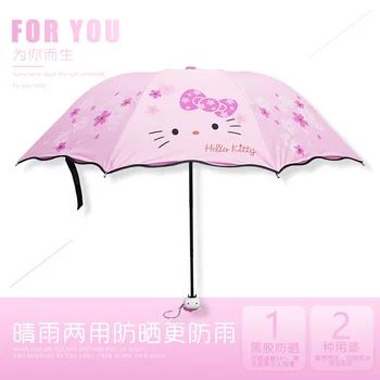 

Hello Kitty Sunshade Woman Isolation Sunny Waterproof Shade Umbrella Fold Defence Ultraviolet Rays Black Rubber Too Parasol
