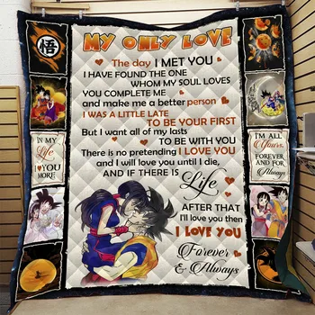 

Anime Dragon Ball Character Collection Printed Home Sofa Cover Quilt Queen King For Bed Travel Hotel Warm Blanket Cotton Quilt