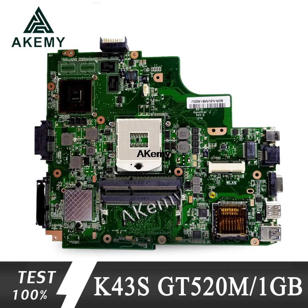 Akemy K43SJ материнская плата для ноутбука For Asus X43S A43S K43S A83S A84S K43SV 100% ОК 1 Гб