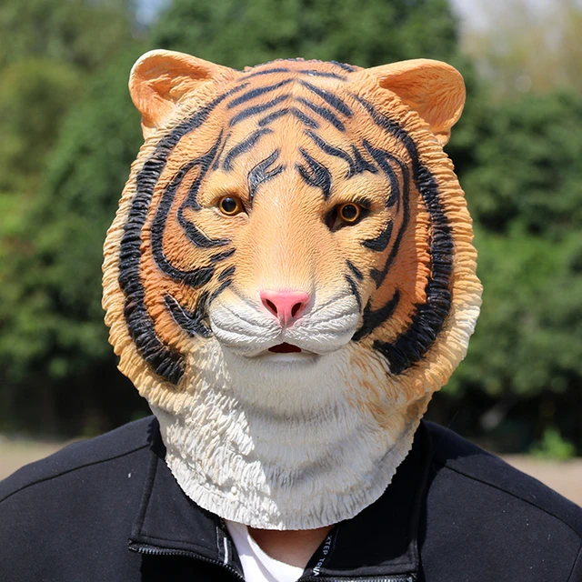 Maschera tigre maschera animale in lattice di Halloween cos copricapo da  festa in maschera