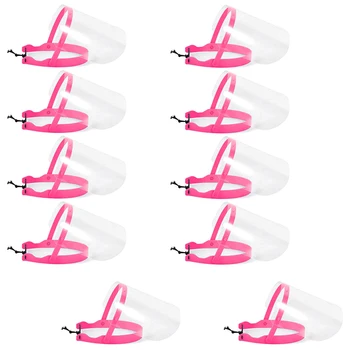 

10PC Protective Face Face Shield Detachable Face Shield Anti-Fog Dustproof Pink