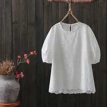 

KYQIAO blusas mujer de moda 2020 блузки женские camisas mujer women summer bohemian white embroidery lace blouse shirt