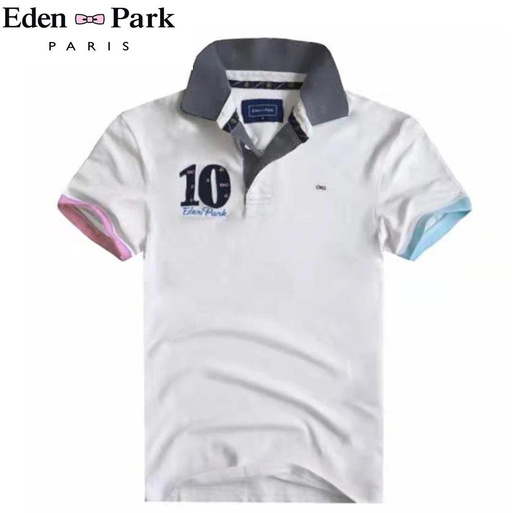 Hombre eden park Топ для мужчин короткий рукав Повседневная регби рубашка camisa вышитые eden park поло мужская - Цвет: Белый