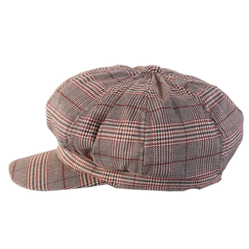British Retro Lattice Octagonal Cap Painter Hat Bucket Hats Men Women Hunting Fishing Outdoor Cap Fisherman Climbing Hat