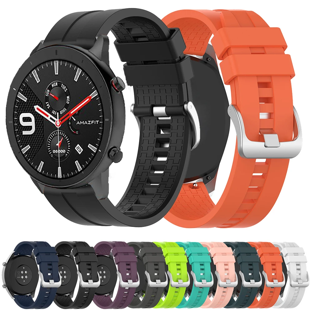 22mm Silicone WatchBand For Huawei Watch GT Galaxy Active2 44mm Strap Silicone Bands Sports For Amazift Pace Watch Wrist Straps