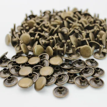 

1000pcs Cap 9mm Length 10mm antique brass double cap rivets Studs for Leather craft rapid repair