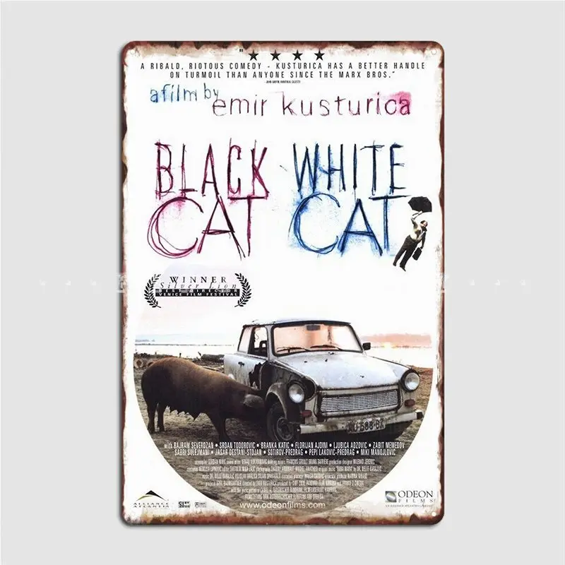 

Черная кошка белая кошка обои металлический знак клувечерние клубный бар Настенный декор дизайн жестяной знак плакат