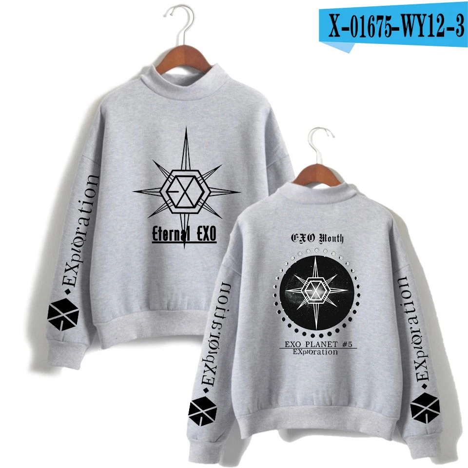 EXO PLANET#5 футболка с водолазкой модный рэпер певец хип-хоп пуловер оверсайз EXO PLANET#5 Толстовка для женщин - Цвет: R