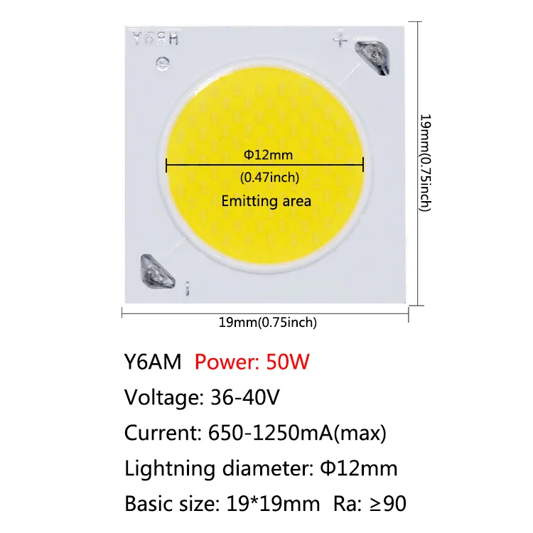 Высокая плотность 300 Вт светодиодный SMD COB светодиодный чип лампы 172 Вт 100 Вт 80 Вт 50 Вт маленький размер чип лампа умный IC чип для Светодиодный прожектор и комплект DIY - Испускаемый цвет: Y6AM  50W