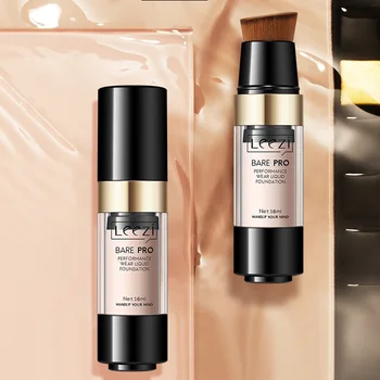 

Liquid Foundation Oil Control Moisturizing Concealer Cover Pores Acne Marks Face Makeup with Brush LDO99
