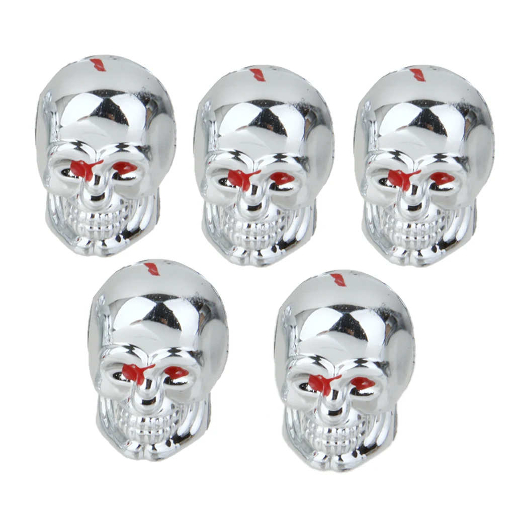 5x Red Eyes Evil Skull Tyre Tire Air Valve Stem Dust Caps Car Bike Truck