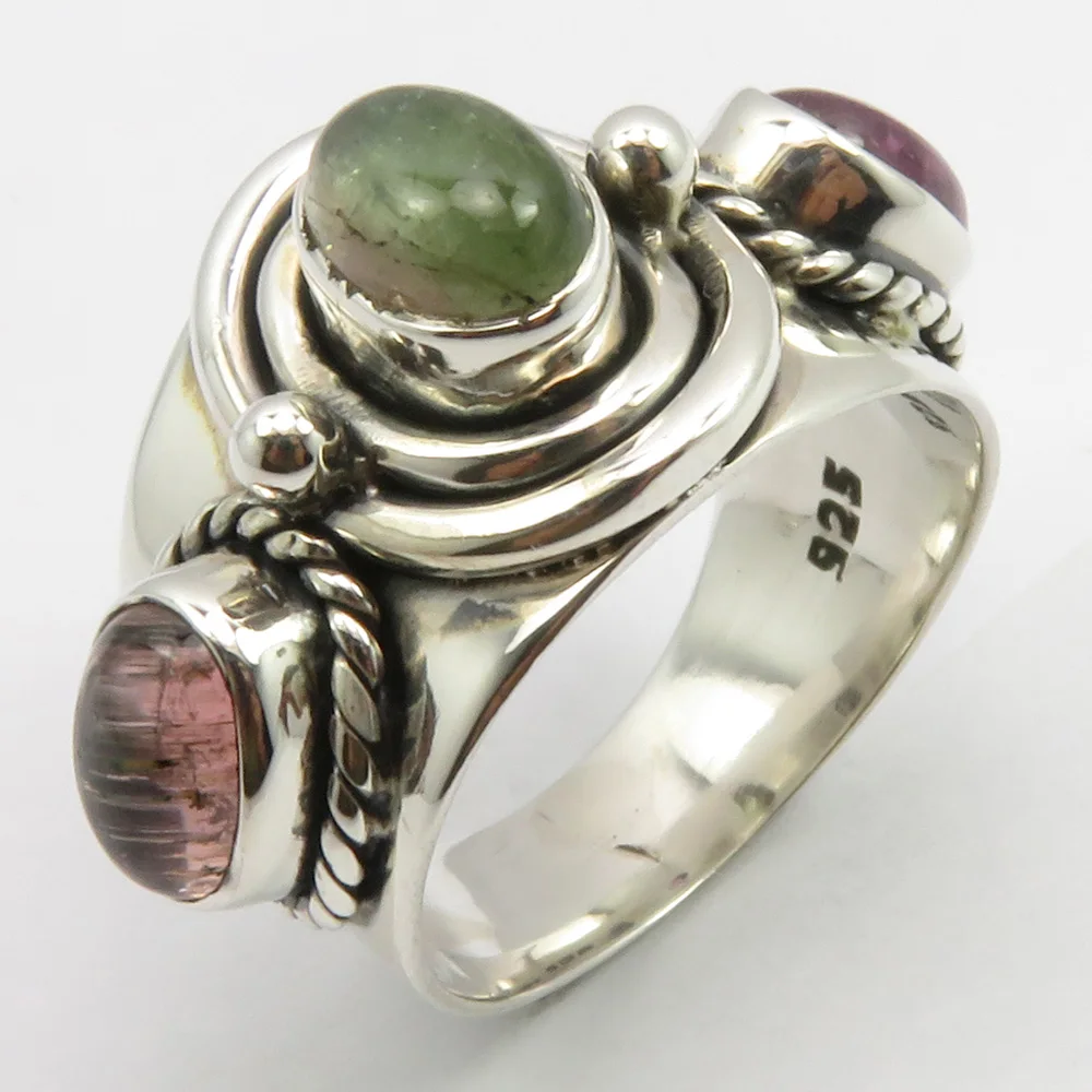 

New Anniversary Gift Jewelry Genuine Tourmaline Ring Size 5.5 Solid Silver