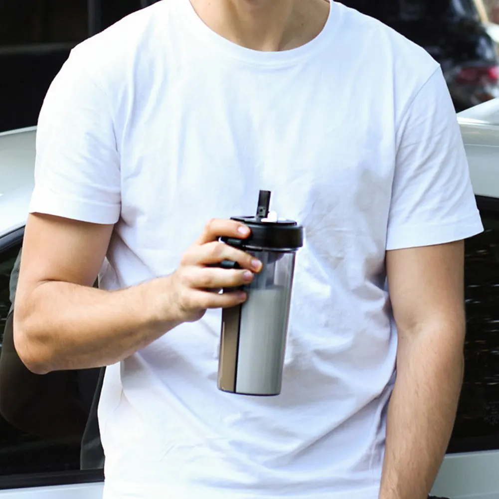 Sport Water Bottle 600/420ml Portable Dual Straw Separate Drink Water Bottle Couples Sport Cup