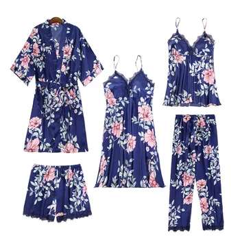 

Pink Women's Pajamas Sets imutation Silk Striped Pyjama Women Sleepwear Sets Spring Summer Autumn Homewear S00127