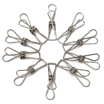 

200 Pieces / Stainless Steel Spring Clothes Socks Hanging Nail Clip Folder Folder Seal Clip Silver