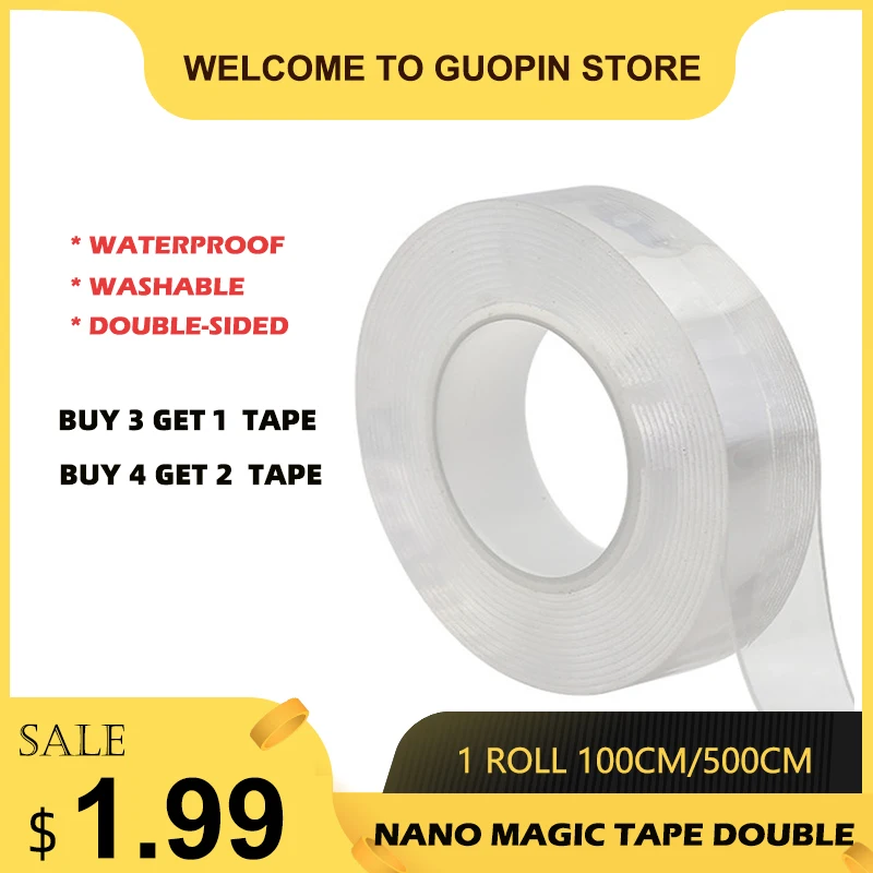 

(Buy 3 Get 1) Hot Sale 1M/5M Nano Magic Tape Double Sided Tapes Transparent NoTrace Reusable Waterproof Adhesive Washable