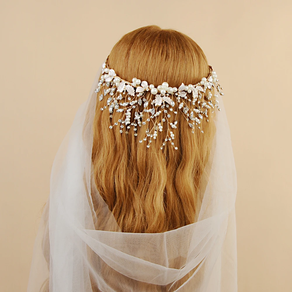 

TRiXY H213-G Wedding Hair Accessories wedding diadem for bride crown Bridal headpiece with pearl Wedding Hair Jewelry for Women
