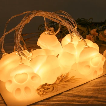 

10 LED String Lights Cat-pad Shape Night Light Holiday Wedding Christmas Tree Festivl Home Bedroom Night Light Decoration