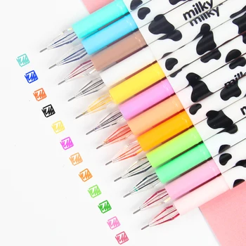 

12 Pcs/lot Milky Gel Pen Kawaii Cow Pens Japanese Stationery Zakka Papelaria Office Material School Supplies