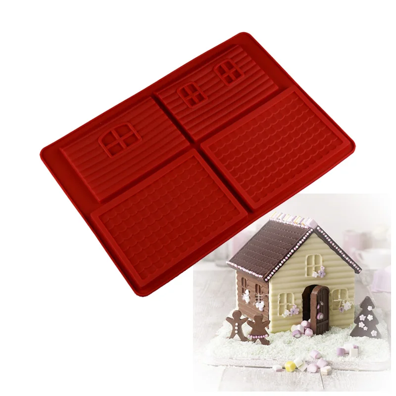 

House Baking Tools DIY 3D Christmas Gingerbread House Set 2PCS Silicone Mold Chocolate Cake Mould For Make Biscuits Cake