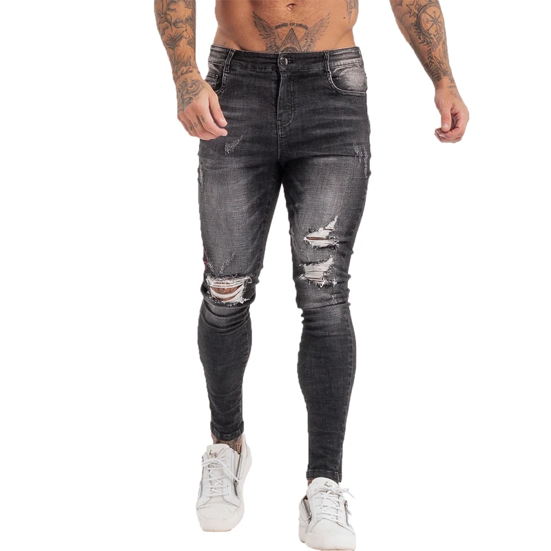 GINGTTO Men's Skinny Jeans Stretch Repaired Jeans Gery Hip Hop Distressed Super Skinny Slim Fit Ripped Pants Streetwear Big Size GINGTTO Men's Skinny Jeans Stretch Repaired Jeans Gery Hip Hop Distressed Super Skinny Slim Fit Ripped Pants Streetwear Big Size
