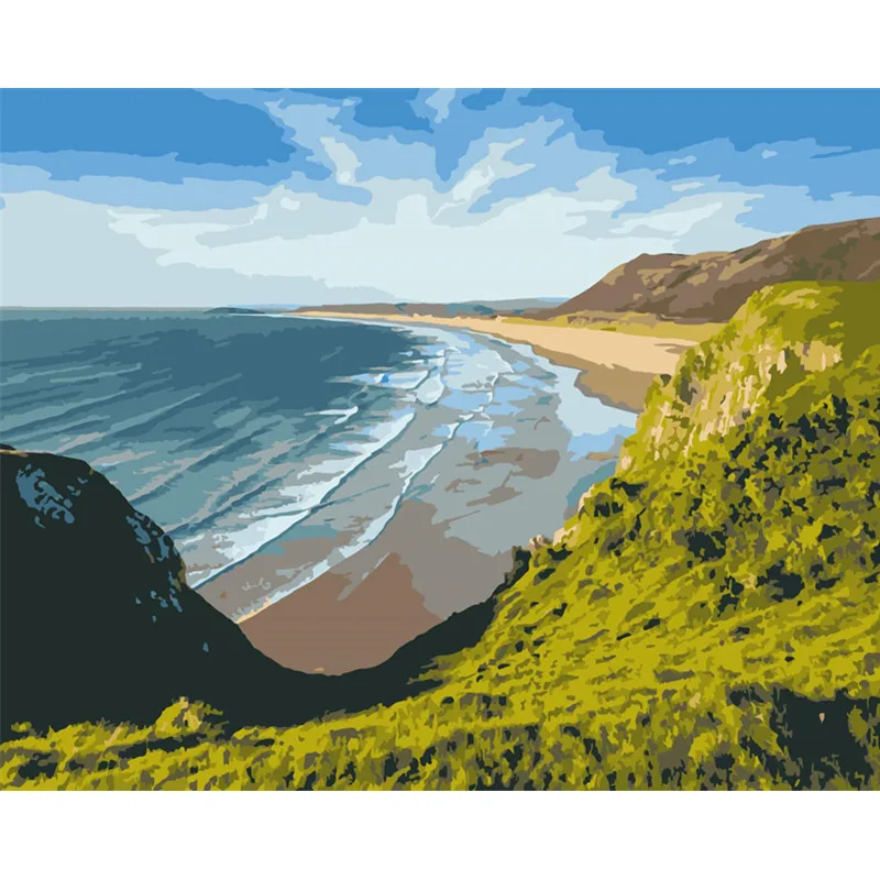 

Painting By Number DIY Dropshipping big size Mysterious unmanned coast Scenery Canvas Room Decoration Art picture Child Gift