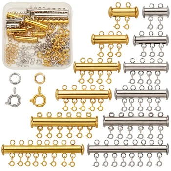 

2-8 Stand Brass netic Slide Locks Tube Clasps with Open Jump Rings and Spring Ring Clasps for Bracelet Necklace Jewelry Makin