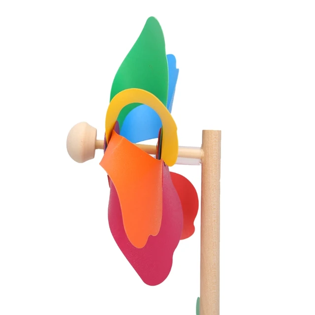 Wood Windmill Wind Spinner Pinwheels Home Garden Yard Decoration Kids Toys New 2