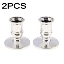2pcs Taper Candle Holders Traditional Shape Fits Standard Candlestick Silver Rod Wax Base Home Decor Candle Holders
