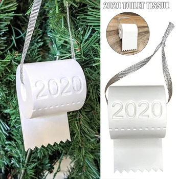 

2020 Christmas Ornament Toilet Paper Simulation Fun Christmas Tree Hanging Decoration Drop Shipping