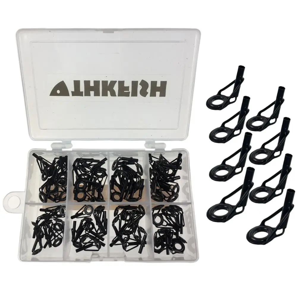 80Pcs Fishing Rod Guides Tip Tops Repair Kit Stainless Steel Ceramic